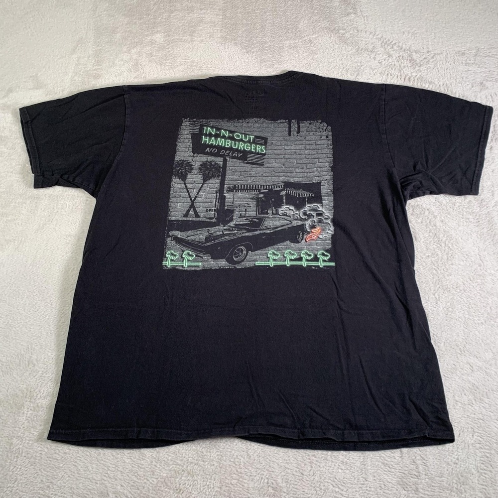 In-N-Out Burger Shirt Mens XL Black Arizona Neon Car Graphic‎ Double Sided Tee